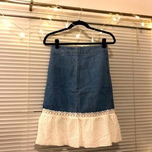 Mermaid Denim Lace Skirt from Taiwan, Small